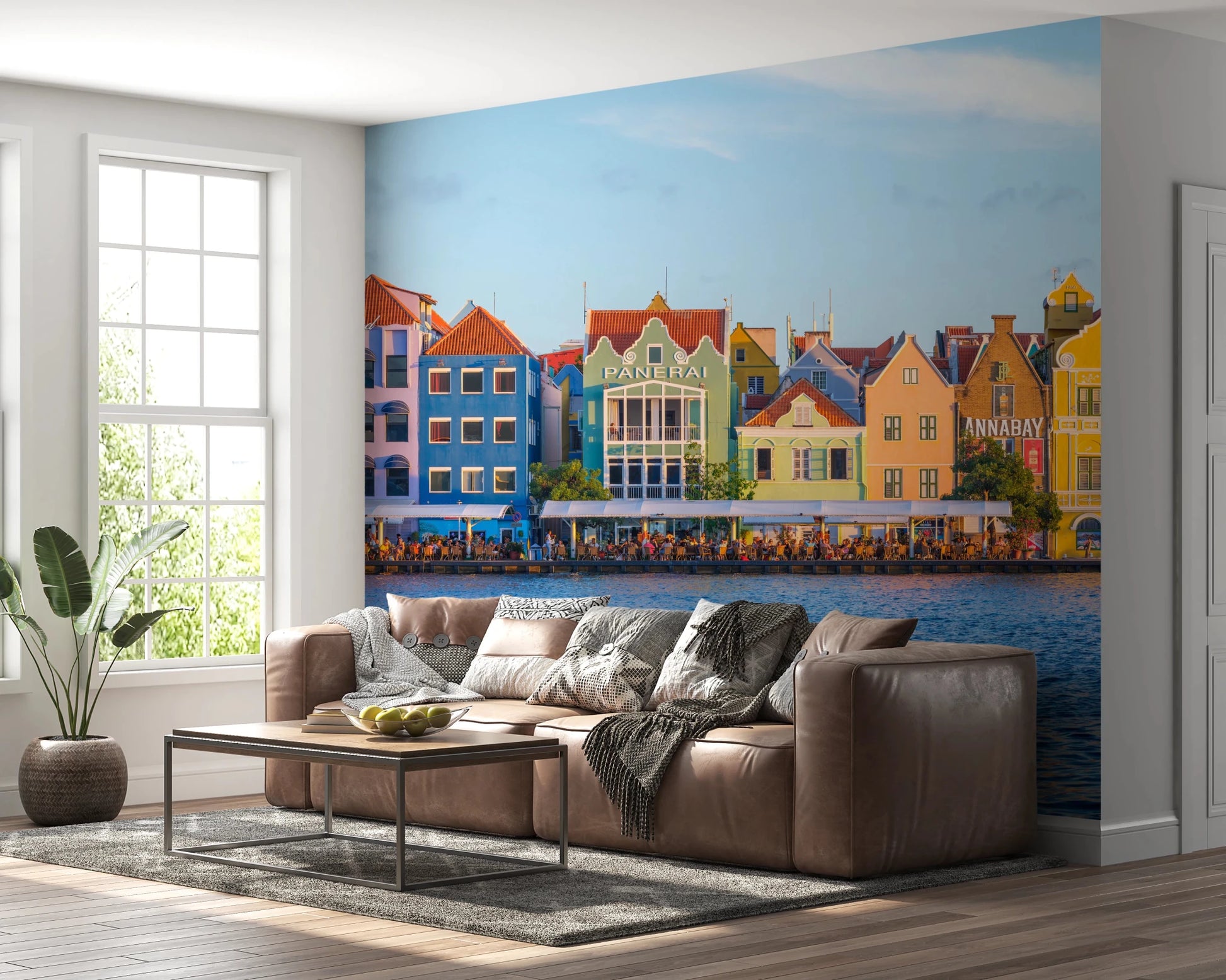 Charming Harborfront Buildings Wall Mural