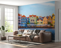 Charming Harborfront Buildings Wall Mural