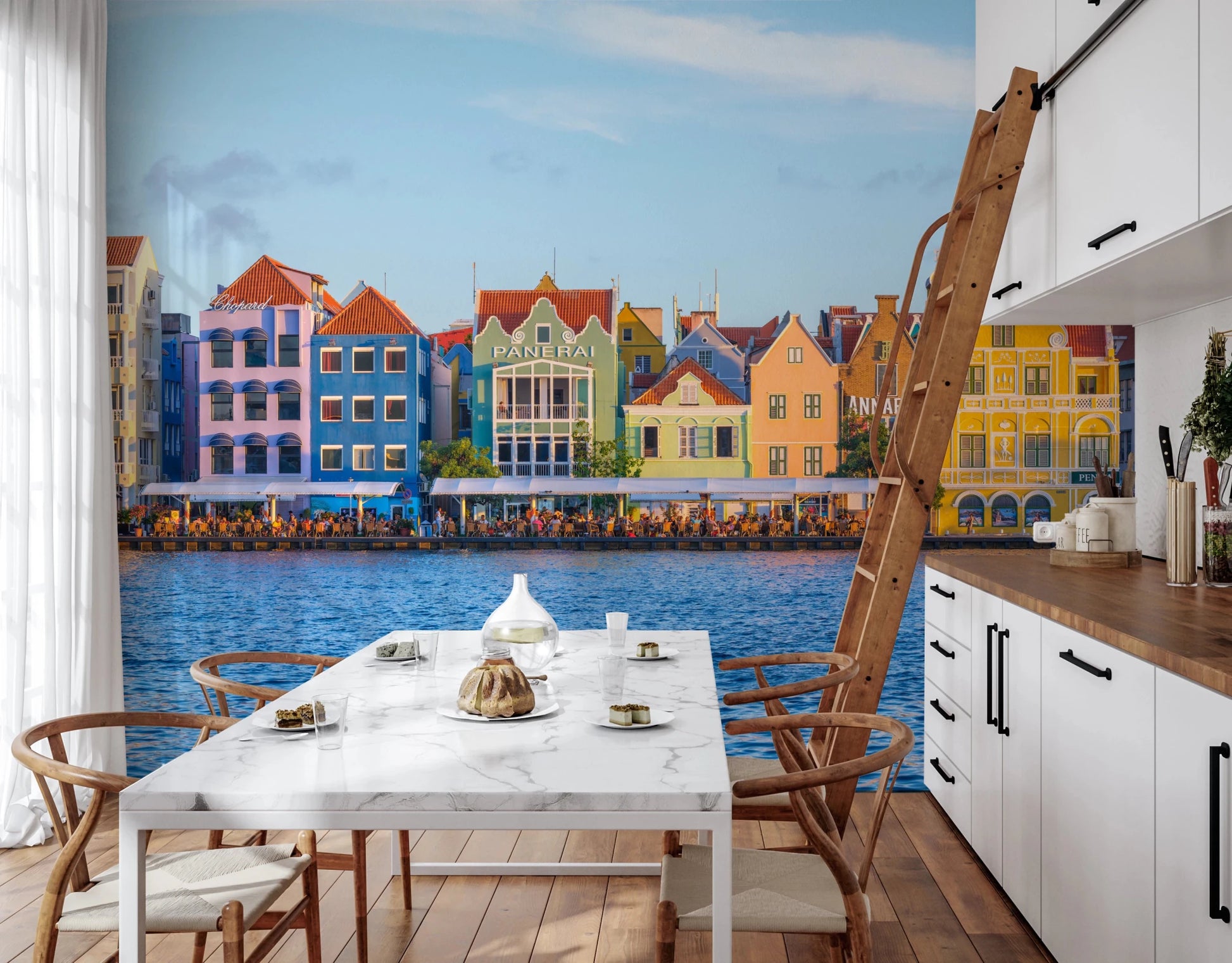 Charming Harborfront Buildings Wall Mural