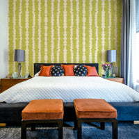 Lively chartreuse pebble wallpaper for kitchen walls

