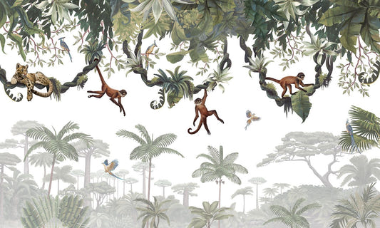 Cheeky Hanging monkeys wallpaper murals