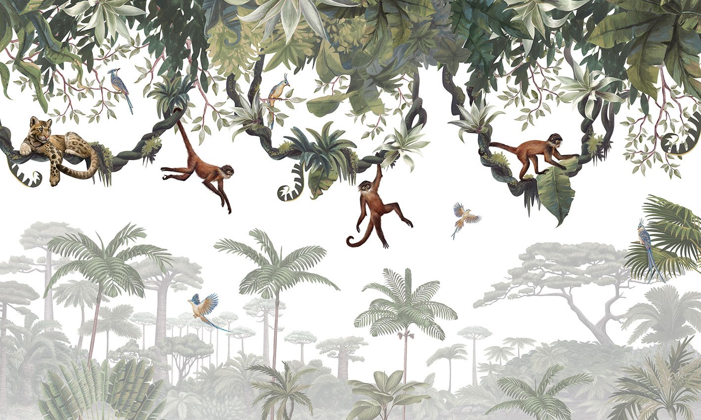 Cheeky Hanging monkeys wallpaper murals