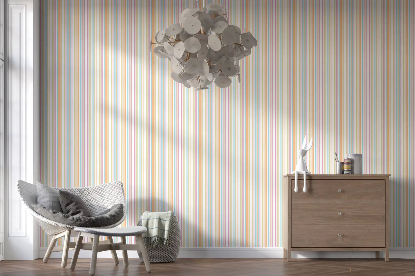 Cheerful Pastel Stripes Rainbow Wallpaper⁠