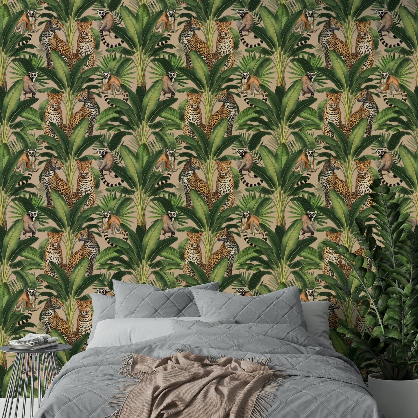 Monkey and cheetah wall mural

