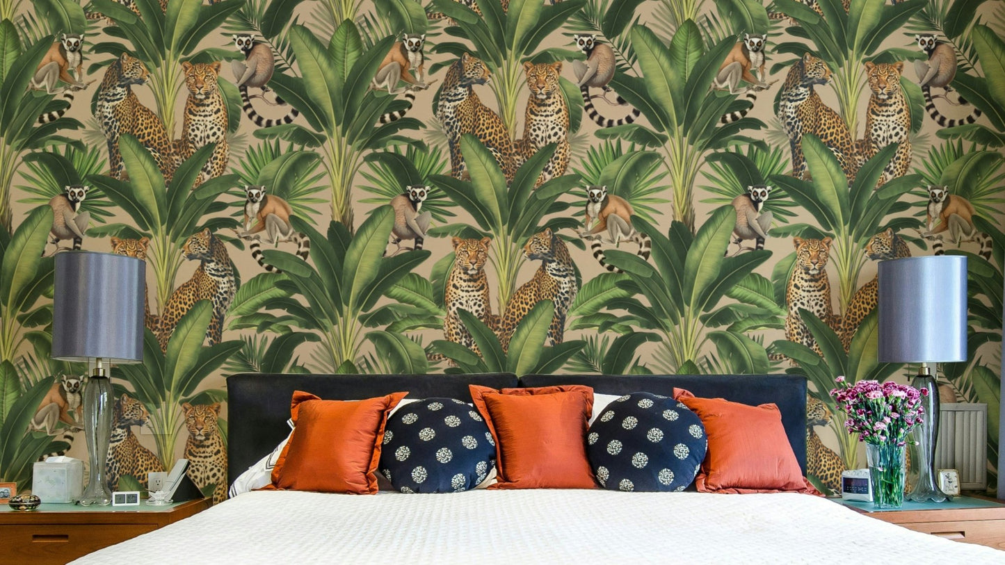 Cheetah and monkey jungle wallpaper

