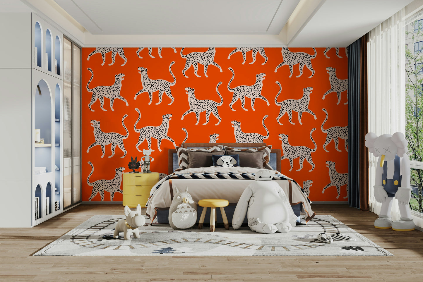 Statement wall mural with cheetah pattern

