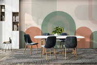 Modern green peach arch wall design

