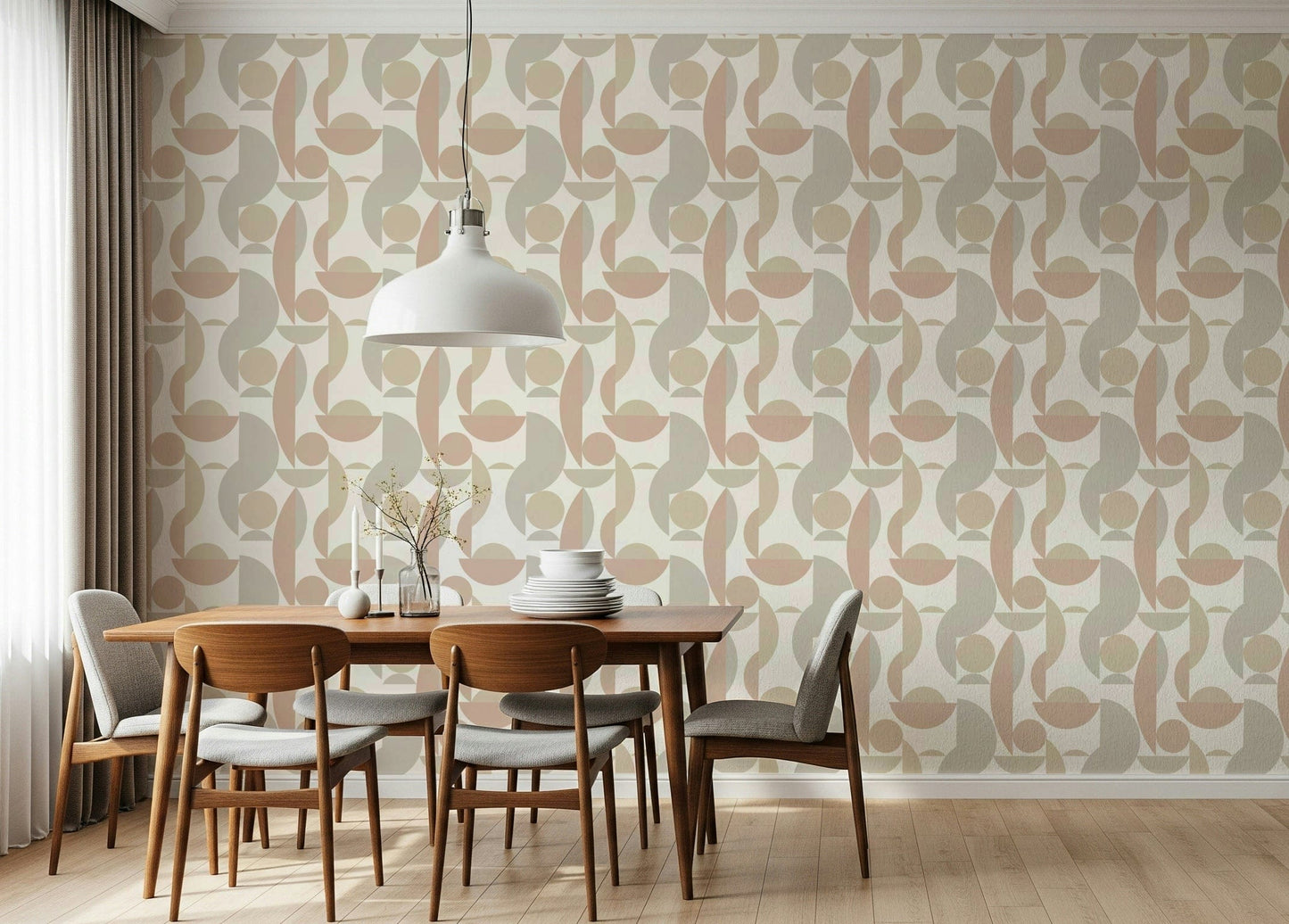 Abstract print Neutral Geo Chic wallcovering sophisticated style.