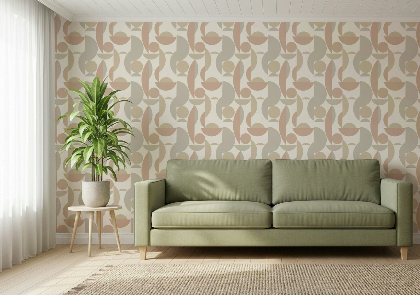 Mural Neutral Geo Chic minimal geometric pattern wall covering modern aesthetic.
