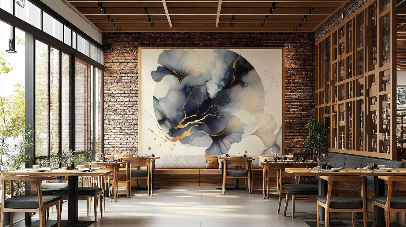 Chic Ginkgo Moon Wall Mural