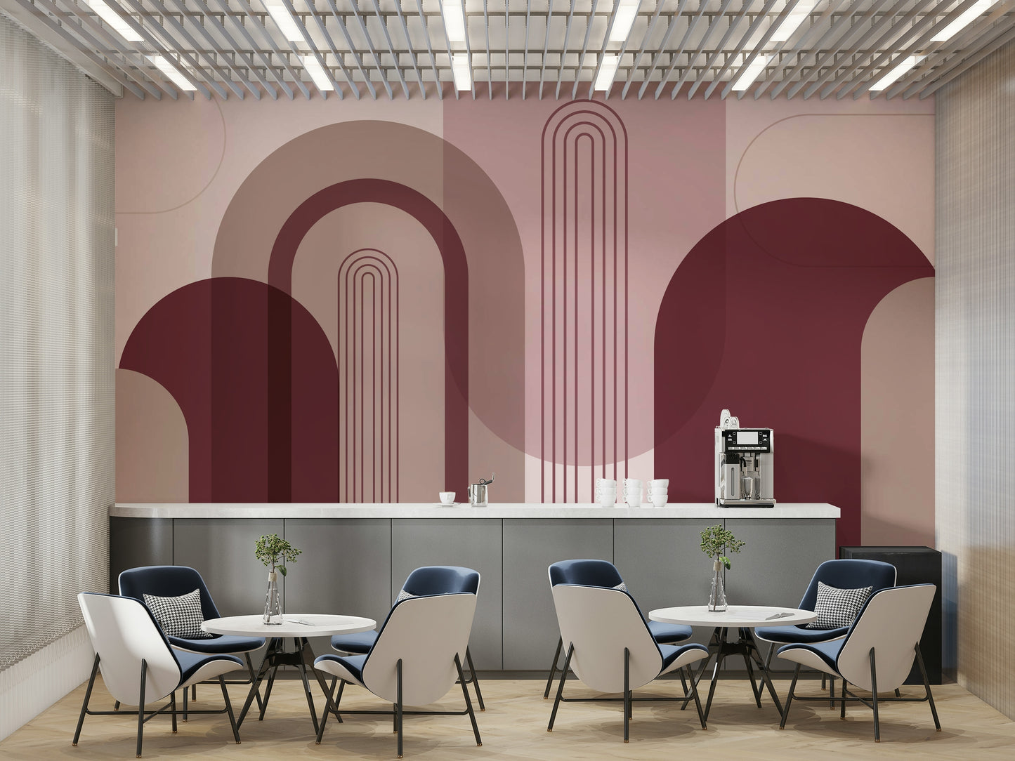Linear arched wallpaper for interiors

