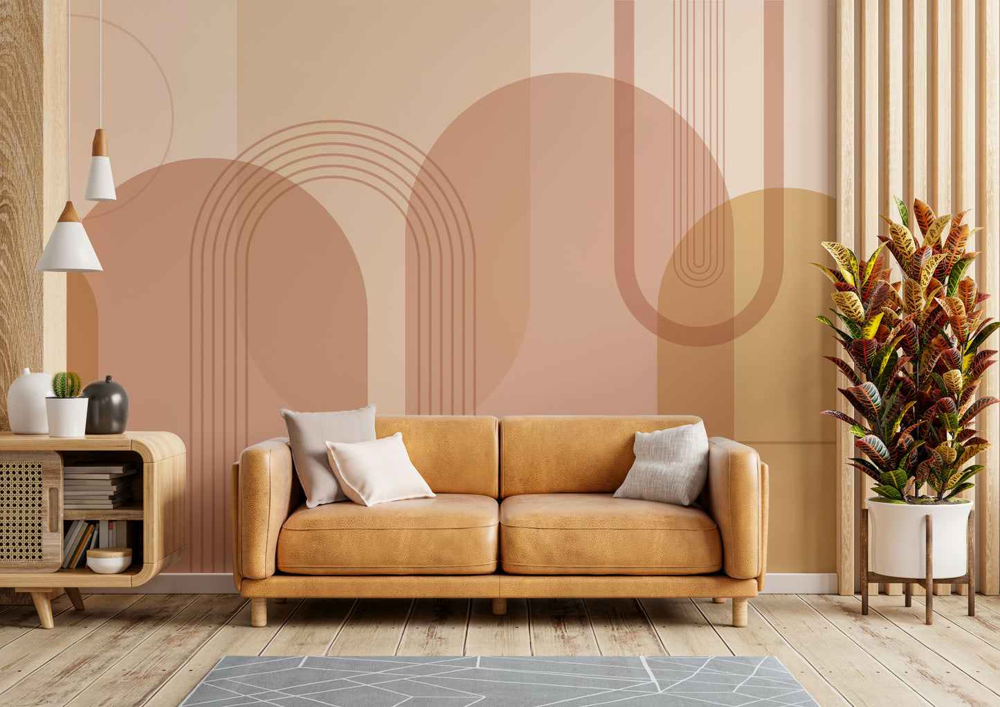 Retro arches in warm peach hues

