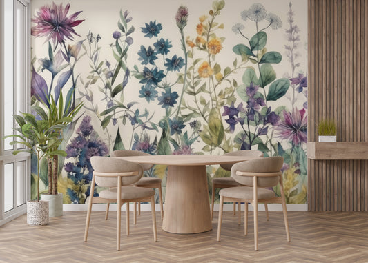 Artistic floral wallpaper for nature-inspired interiors