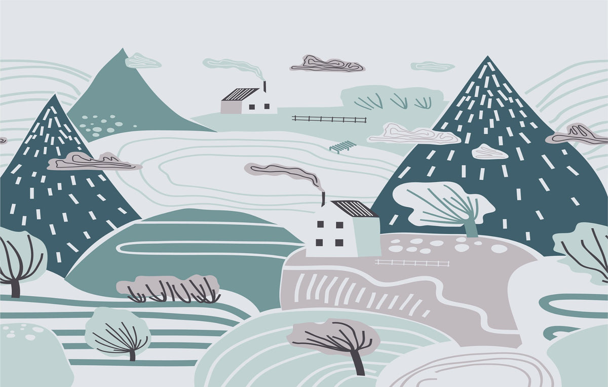 Cloudy Winter Wallpaper Mural
