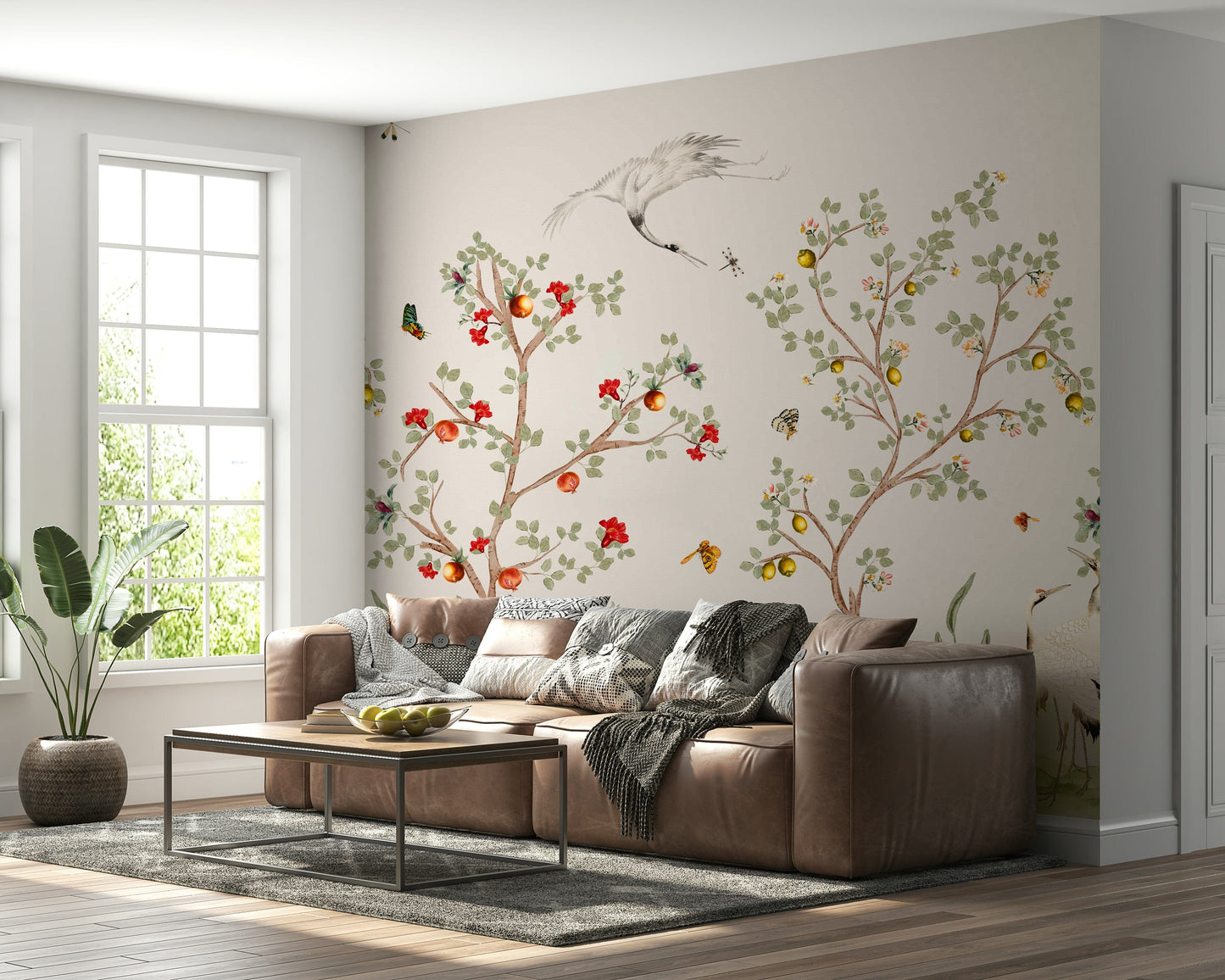 Chinoiserie Cranes lemon grove decor