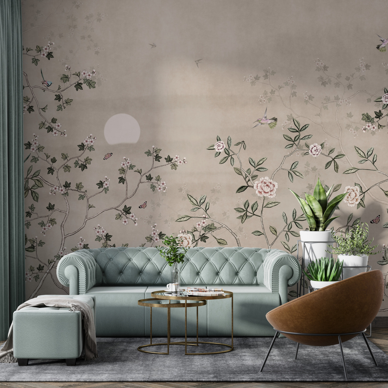 Chinoiserie Floral Botanical Wall Mural