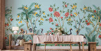 Chinoiserie Floral Palm Tree Wallpaper - Giffywalls