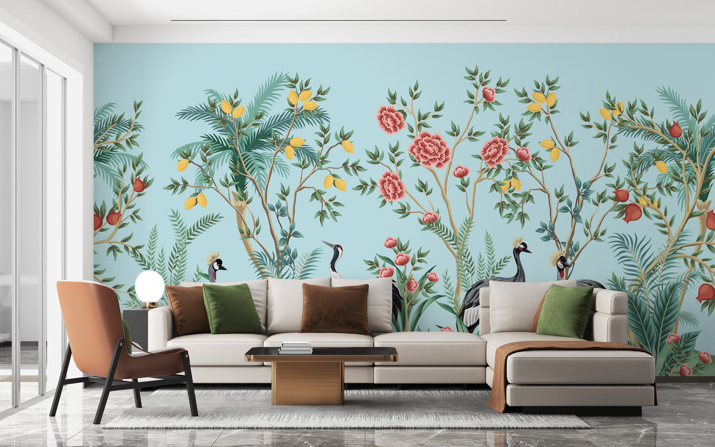 Chinoiserie garden-inspired wallpaper
