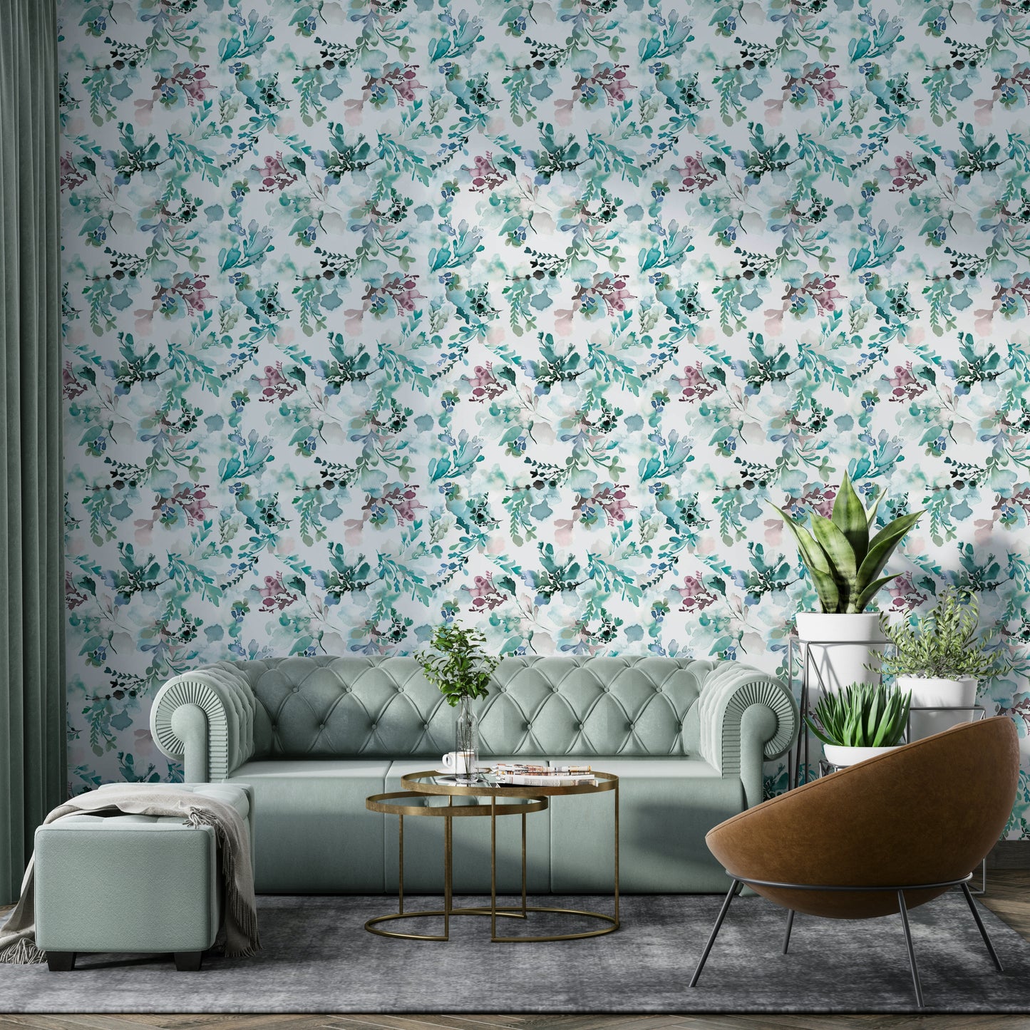 Soft pastel Chinoiserie flowers on classic wallpaper

