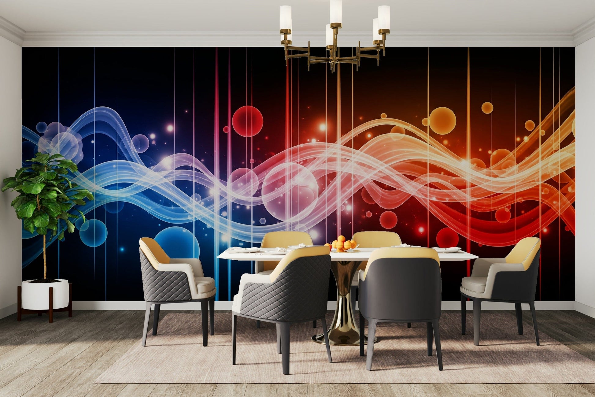 Detailed view of the abstract waves and colors

