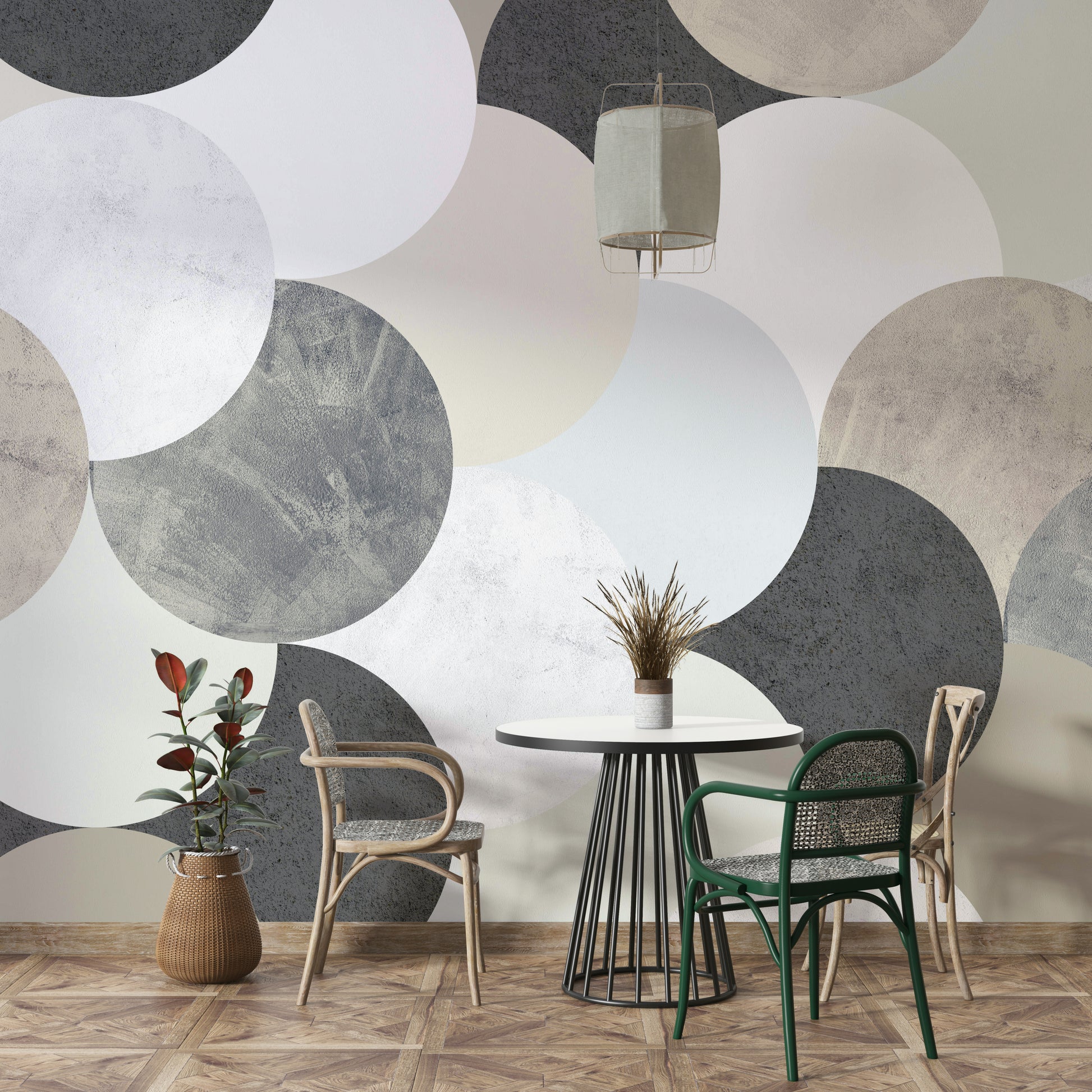 Neutral geometric pattern mural

