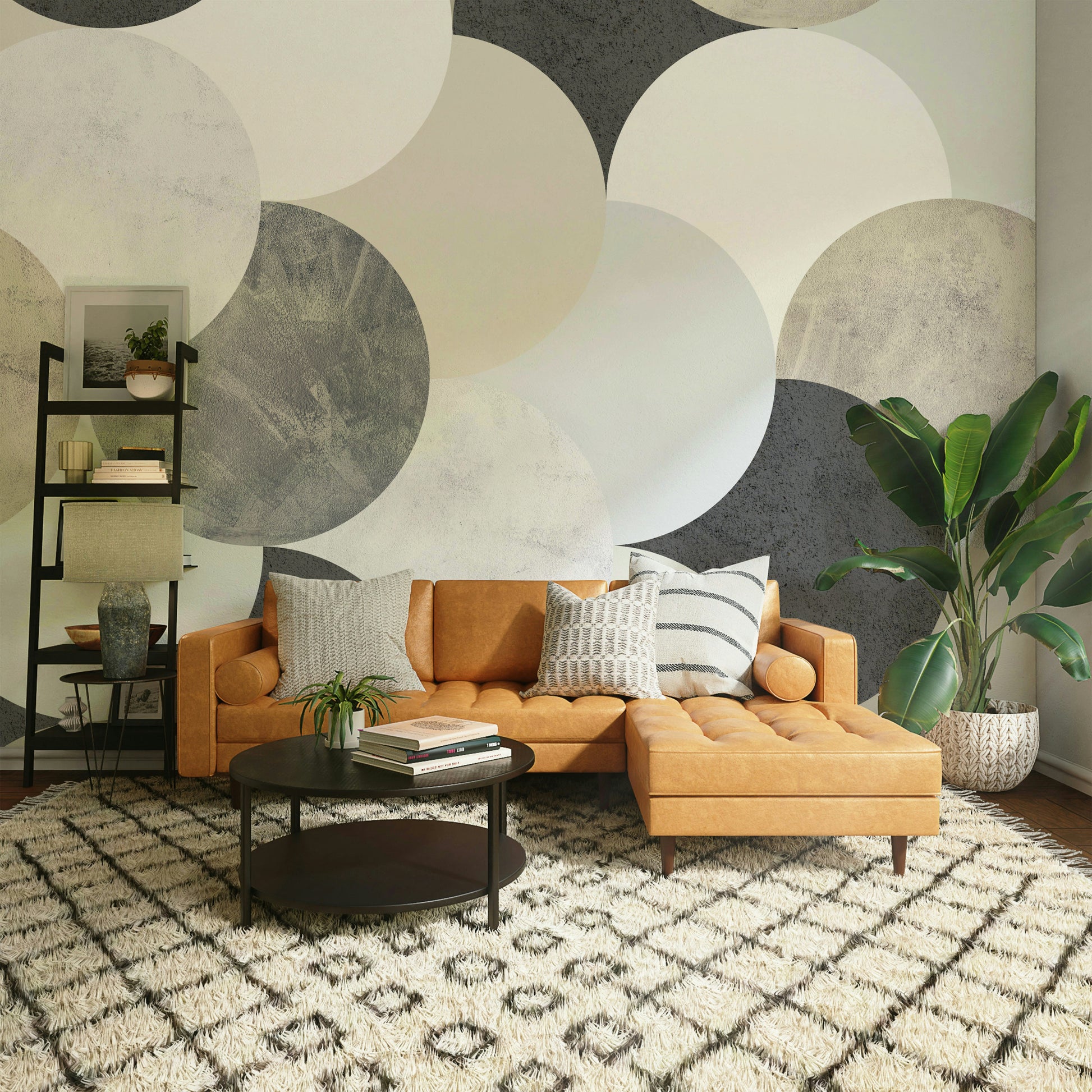 Rounded shapes wall mural style

