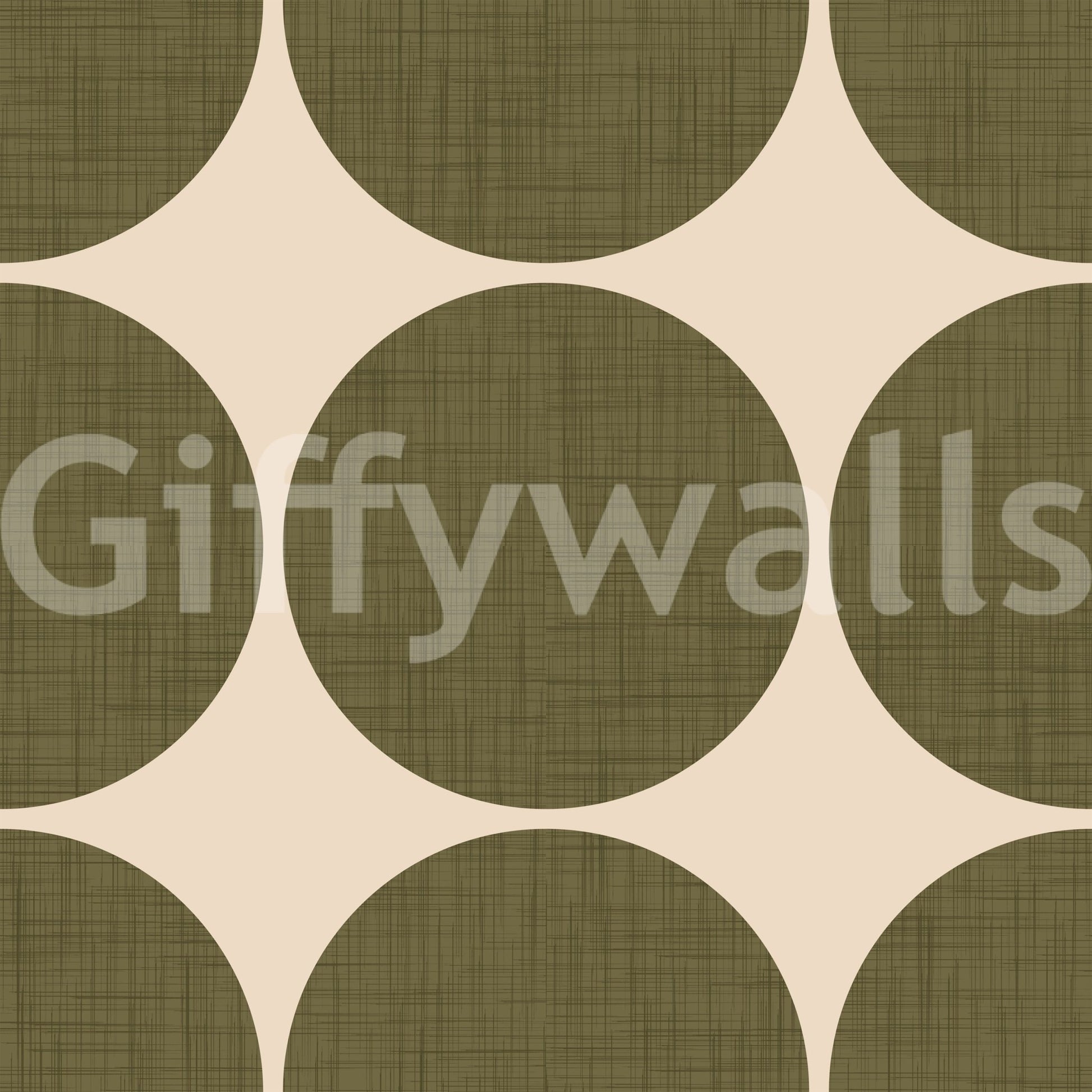 Graphic wallpaper design showcasing large textured circles in a natural, earthy palette