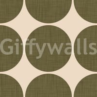 Graphic wallpaper design showcasing large textured circles in a natural, earthy palette