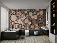 Natural wood slice wall mural

