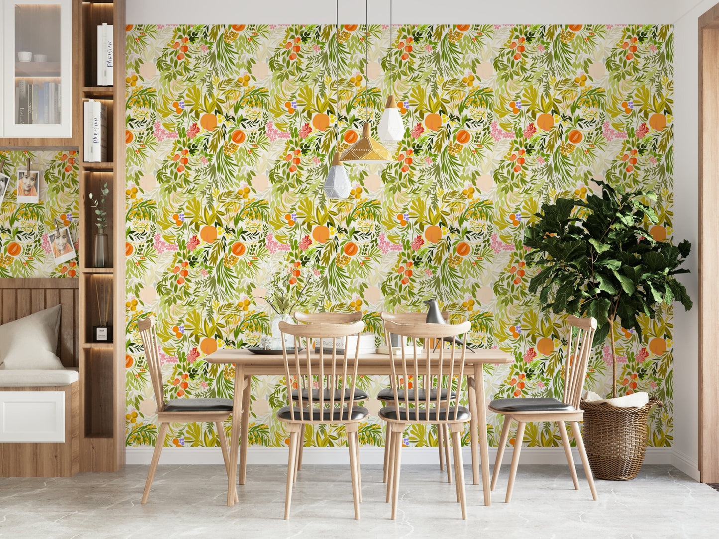 Citrus Bloom lively mural wallpaper

