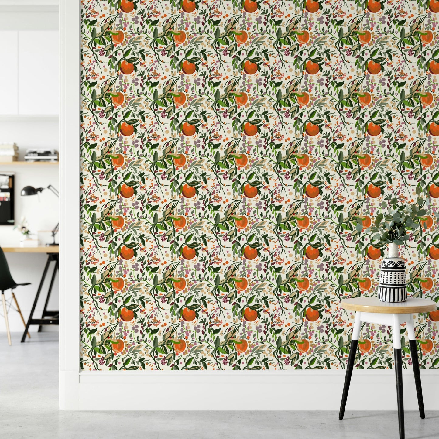 Botanical Orange Motif garden wall covering

