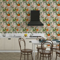 Botanical Orange Motif elegant mural wallpaper

