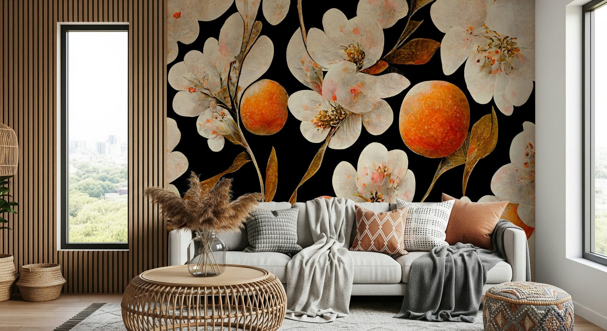 An artistic nature inspired mural for home decor.

