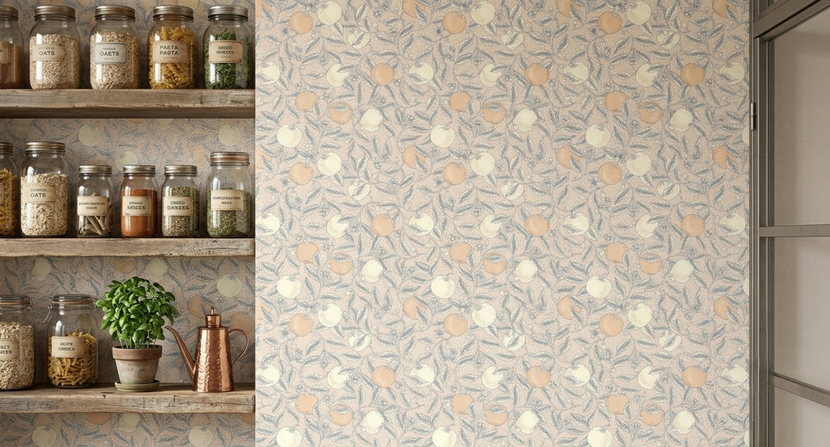 Citrus Squeeze in Neutral Botanica Wallpaper⁠ for pantry