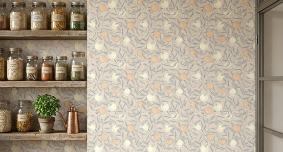 Citrus Squeeze in Neutral Botanica Wallpaper⁠ for pantry