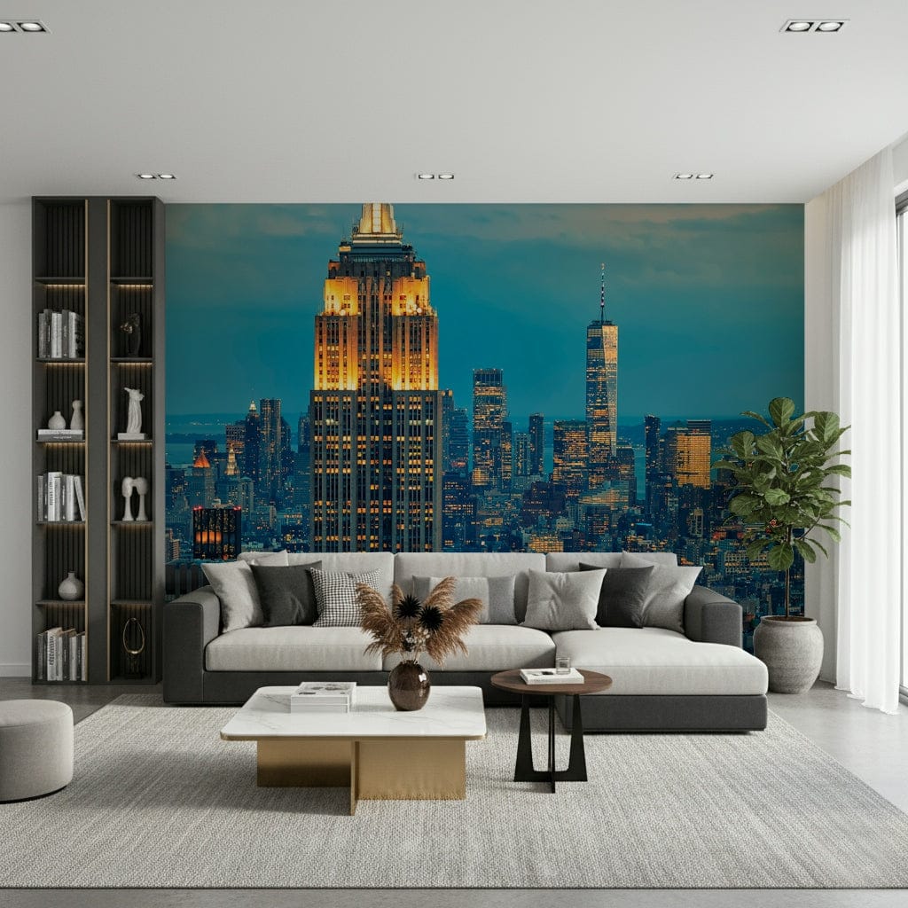 Panoramic Manhattan dusk City Lights at Dusk wallpaper mural