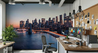 Vibrant downtown nightfall City Lights Dusk peel and stick wallpaper