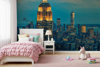 City Lights at Dusk wallpaper mural Manhattan skyline view