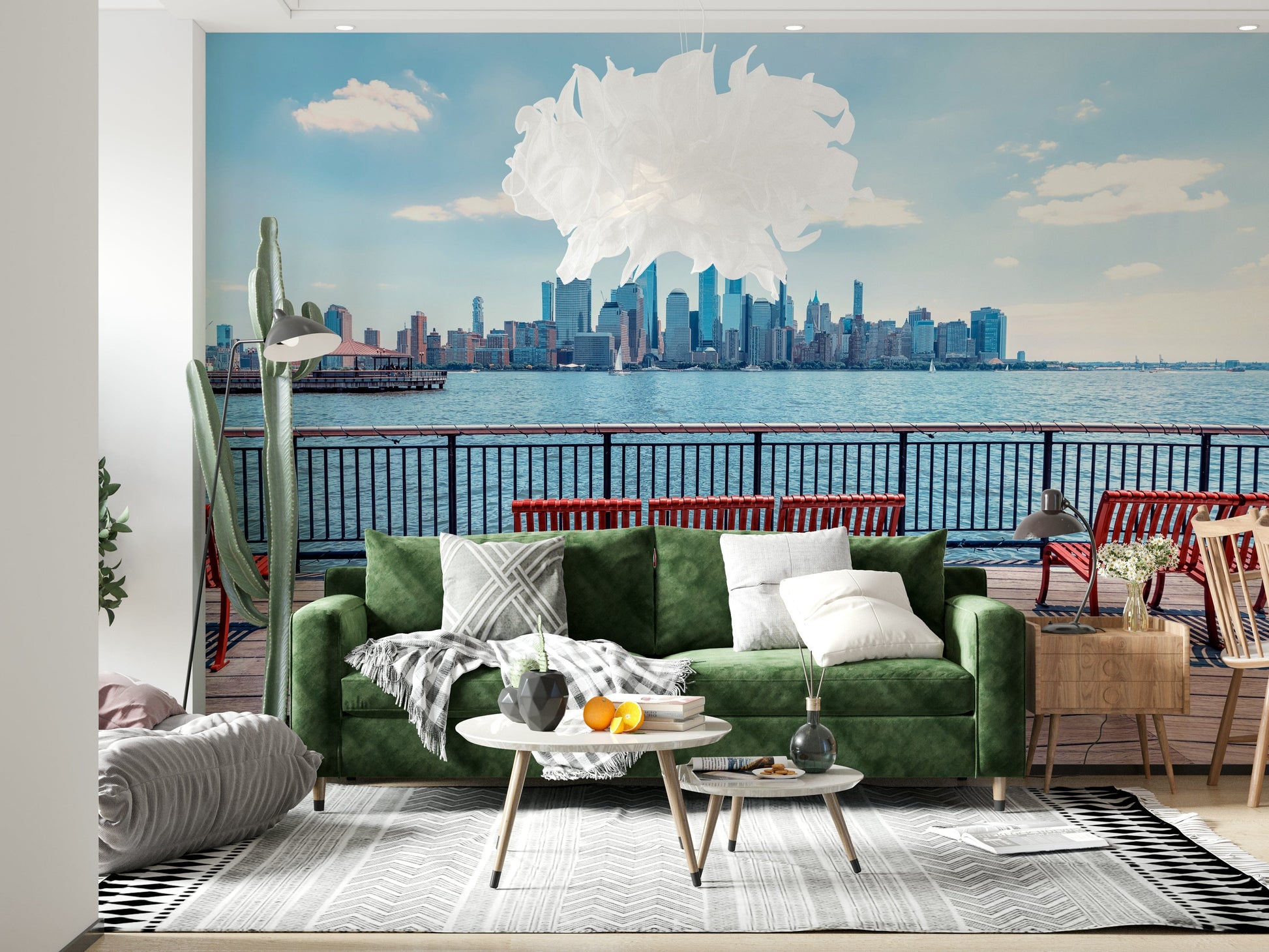Architectural City Skyline View wall mural downtown vista.