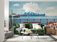 Architectural City Skyline View wall mural downtown vista.