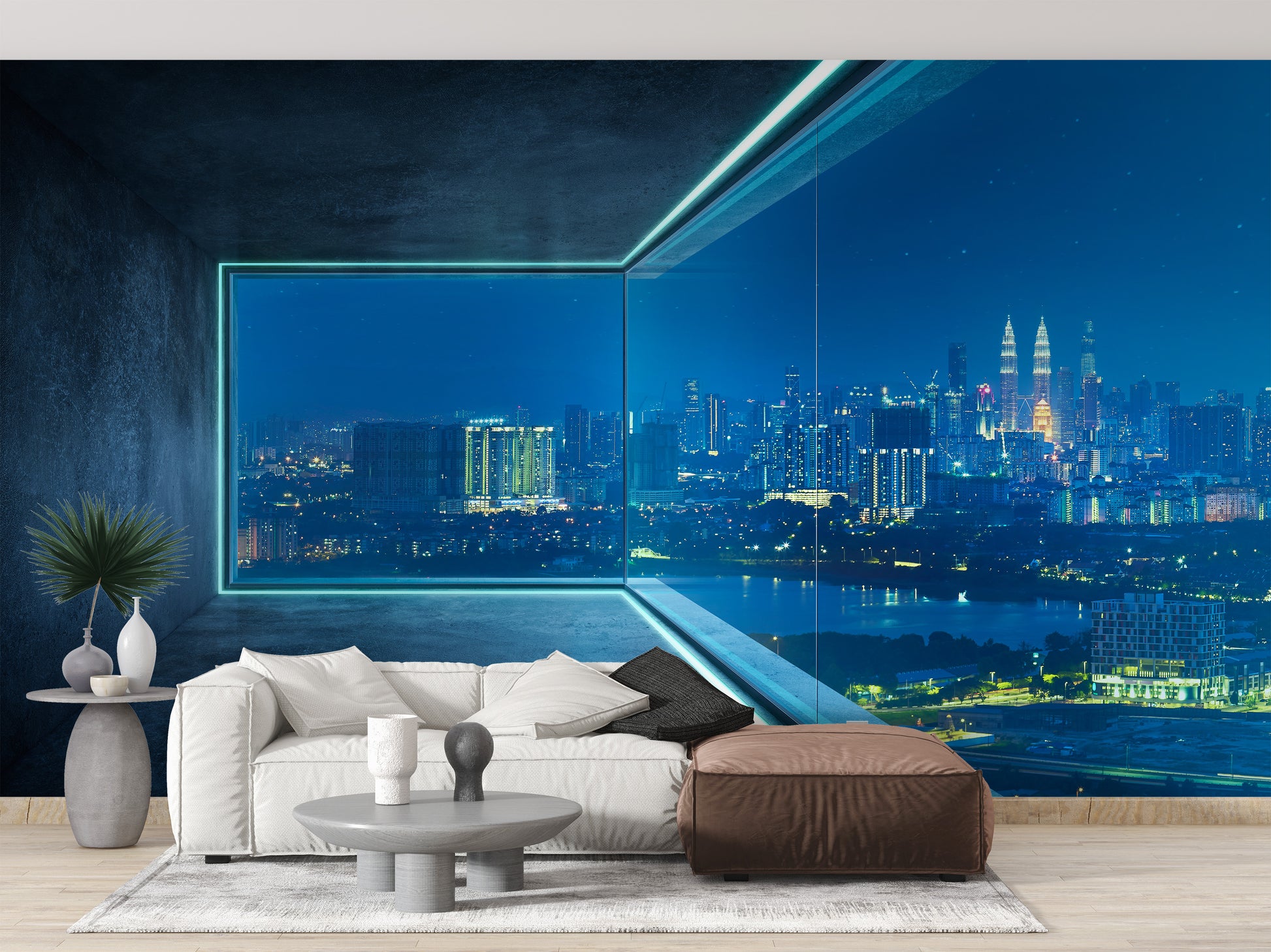 City View Loft Glass Window Wall Mural - Giffywalls