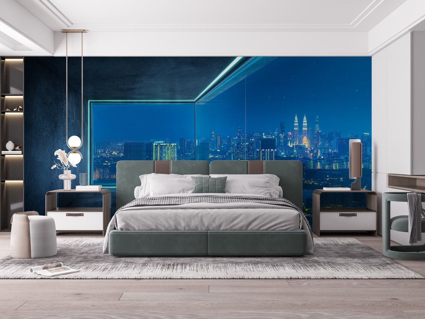 City View Loft Glass Window Wall Mural - Giffywalls