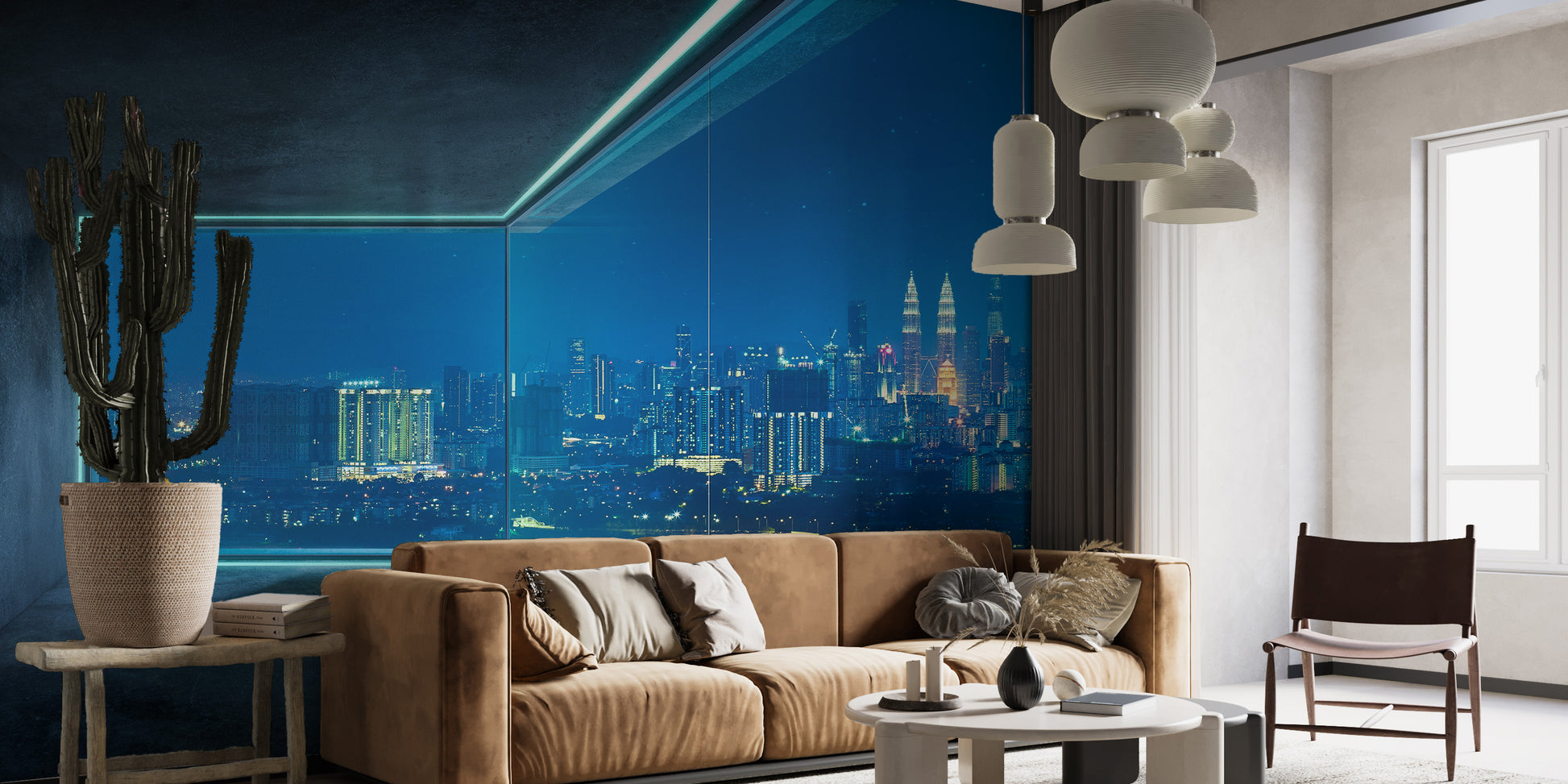 City View Loft Glass Window Wall Mural - Giffywalls