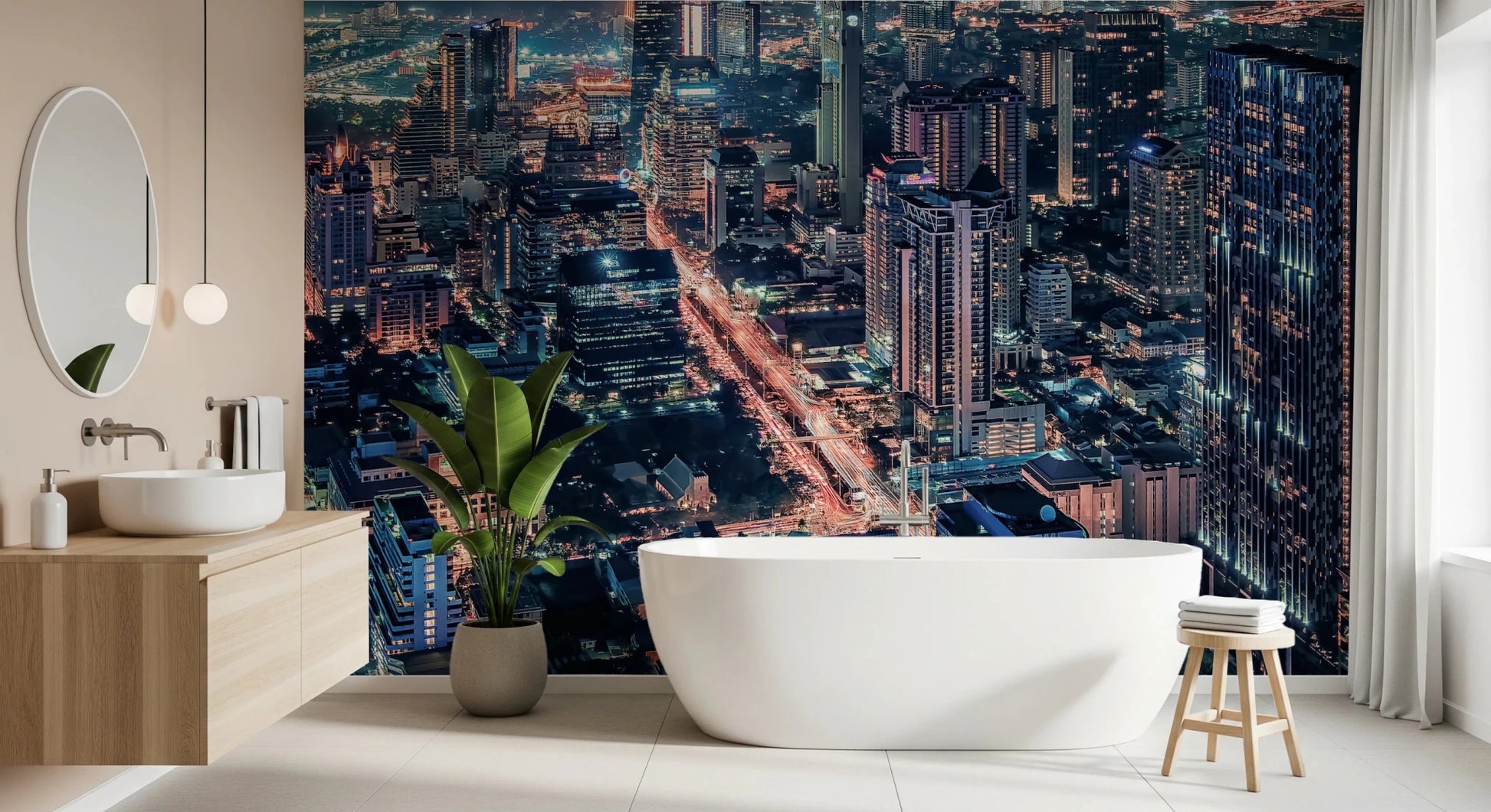 Cityscape Night Wall Mural