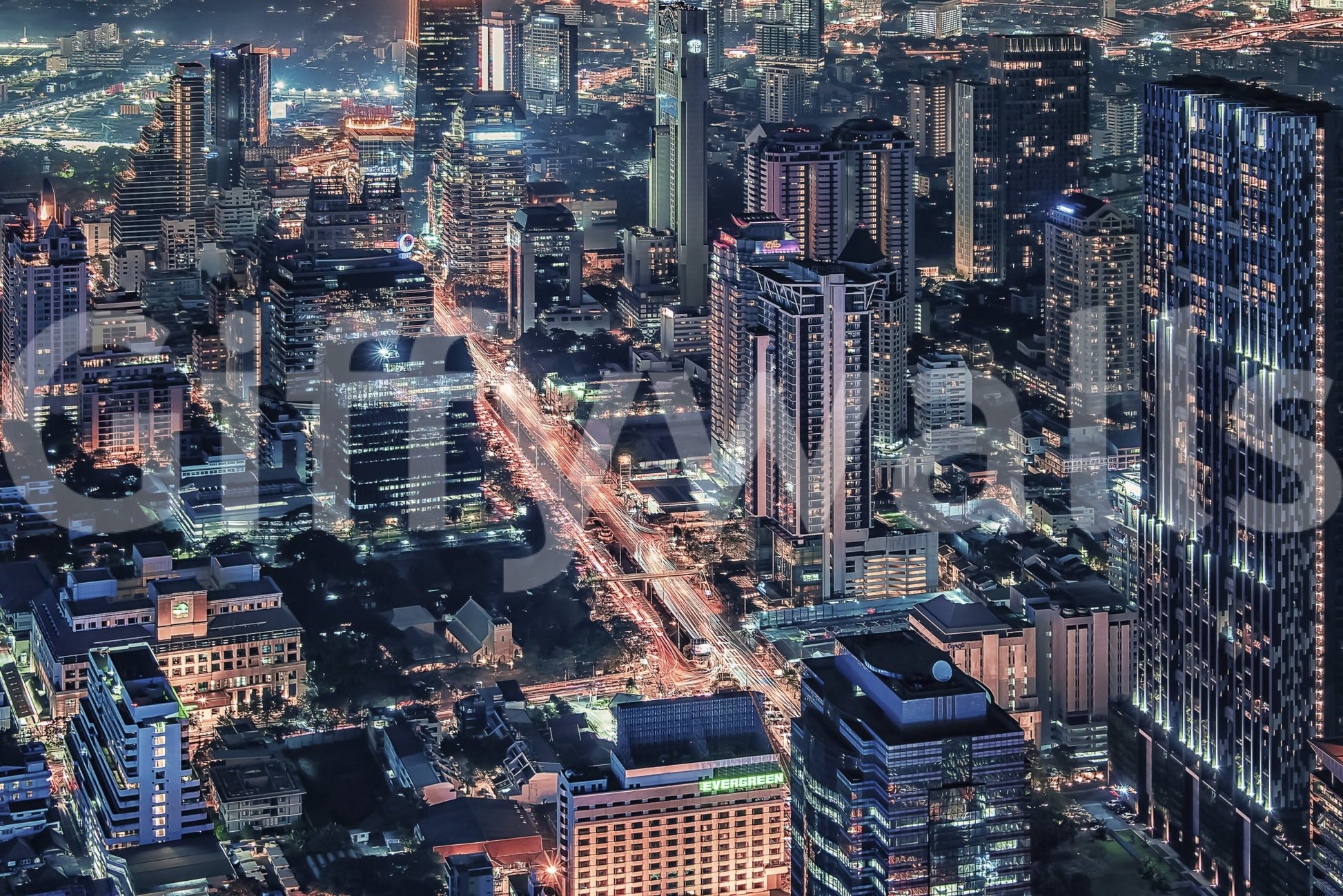 Cityscape Night Wall Mural