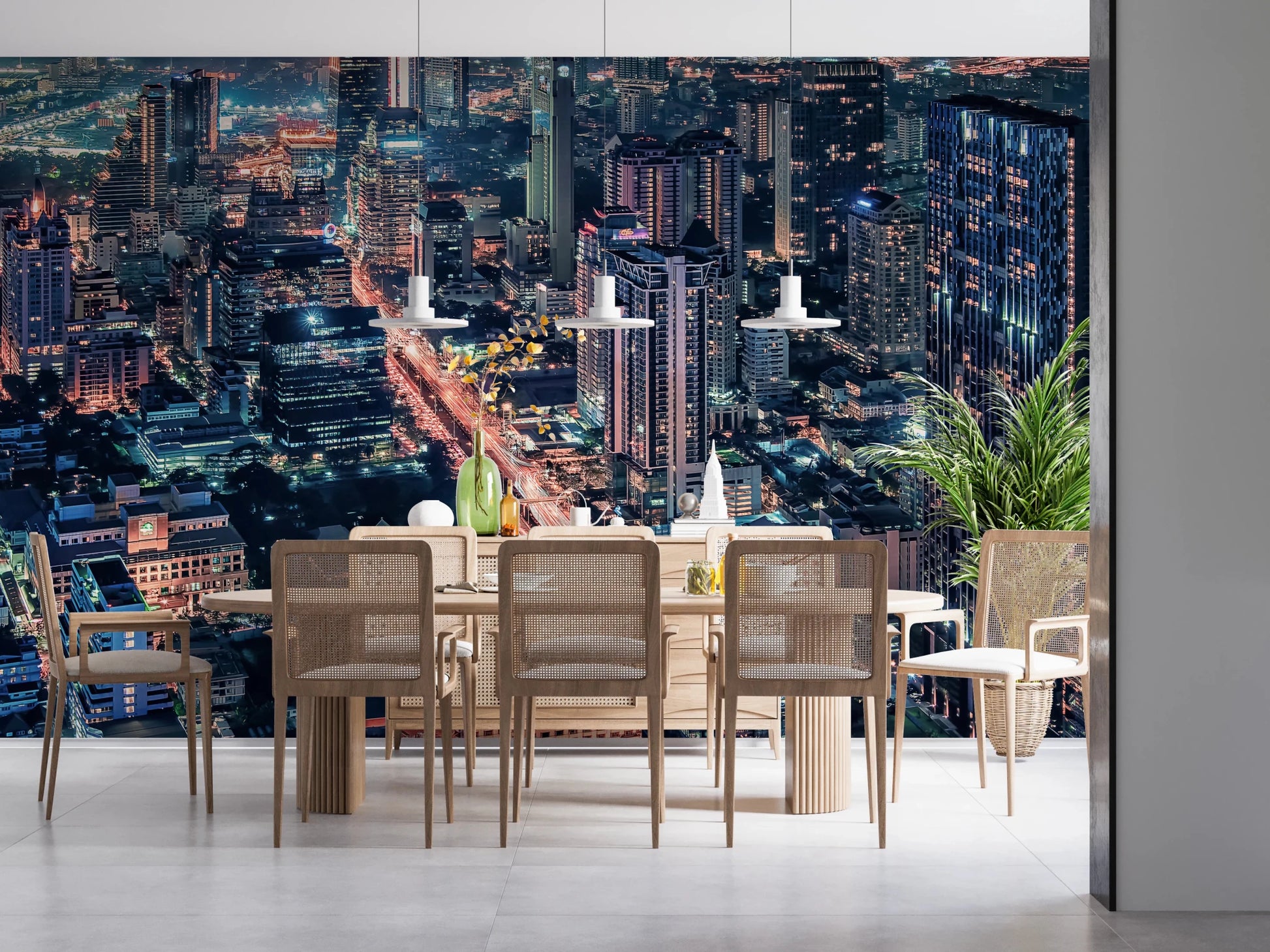 Cityscape Night Wall Mural