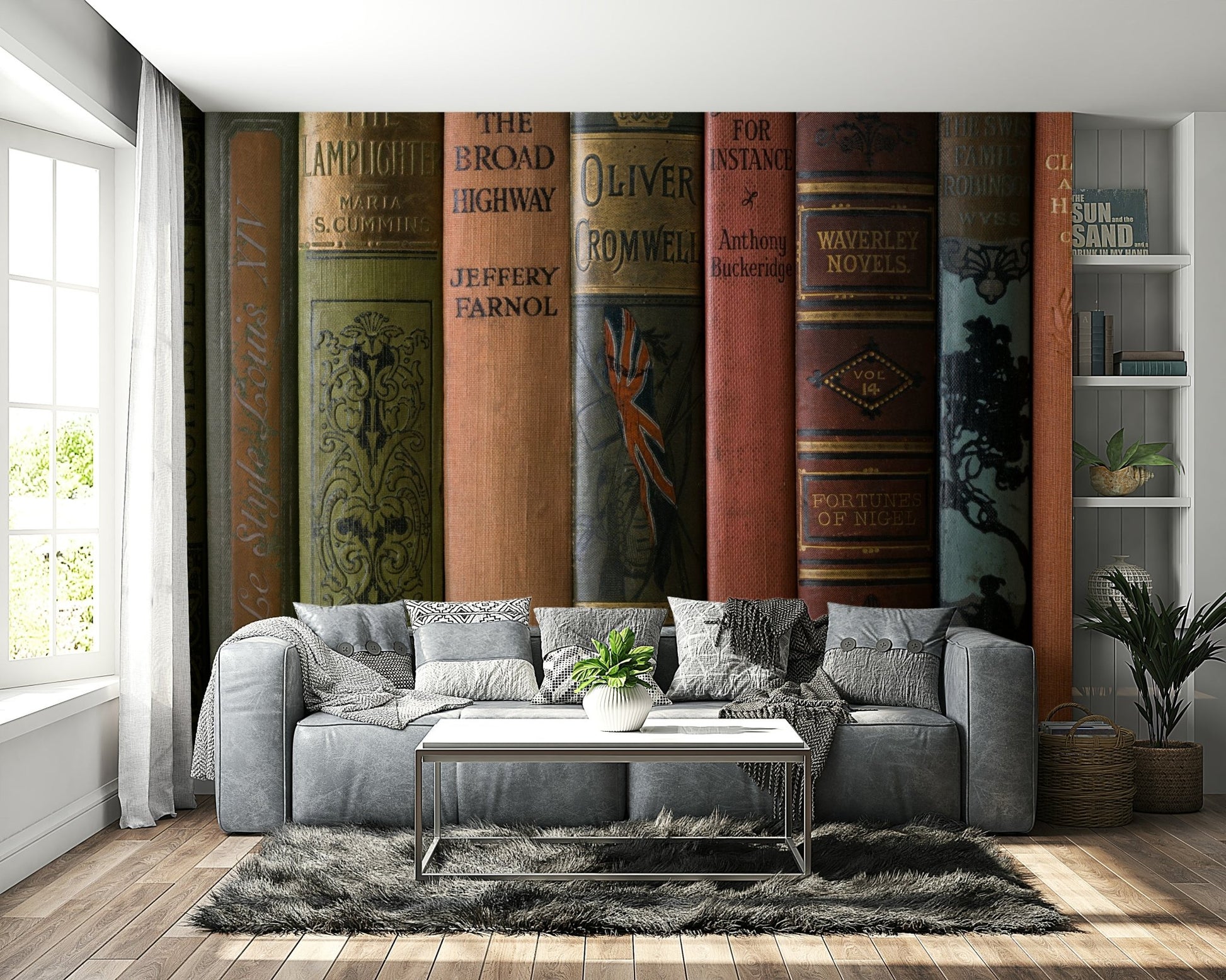 Warm, muted tones of vintage book covers adding style to any room

