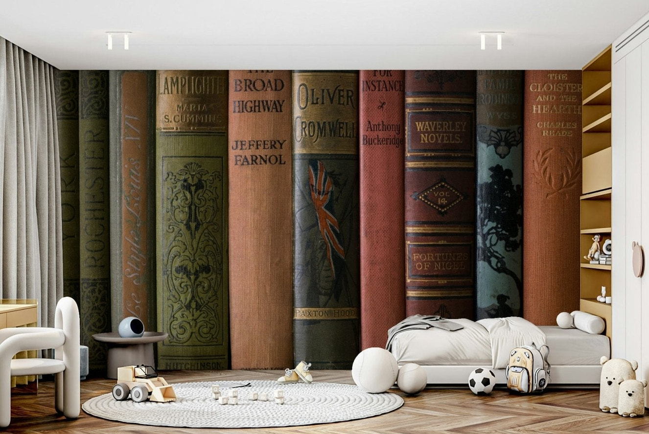 Unique book spine designs offering a timeless, literary aesthetic

