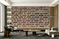 Red and brown brick wallpaper for rustic or industrial interiors.

