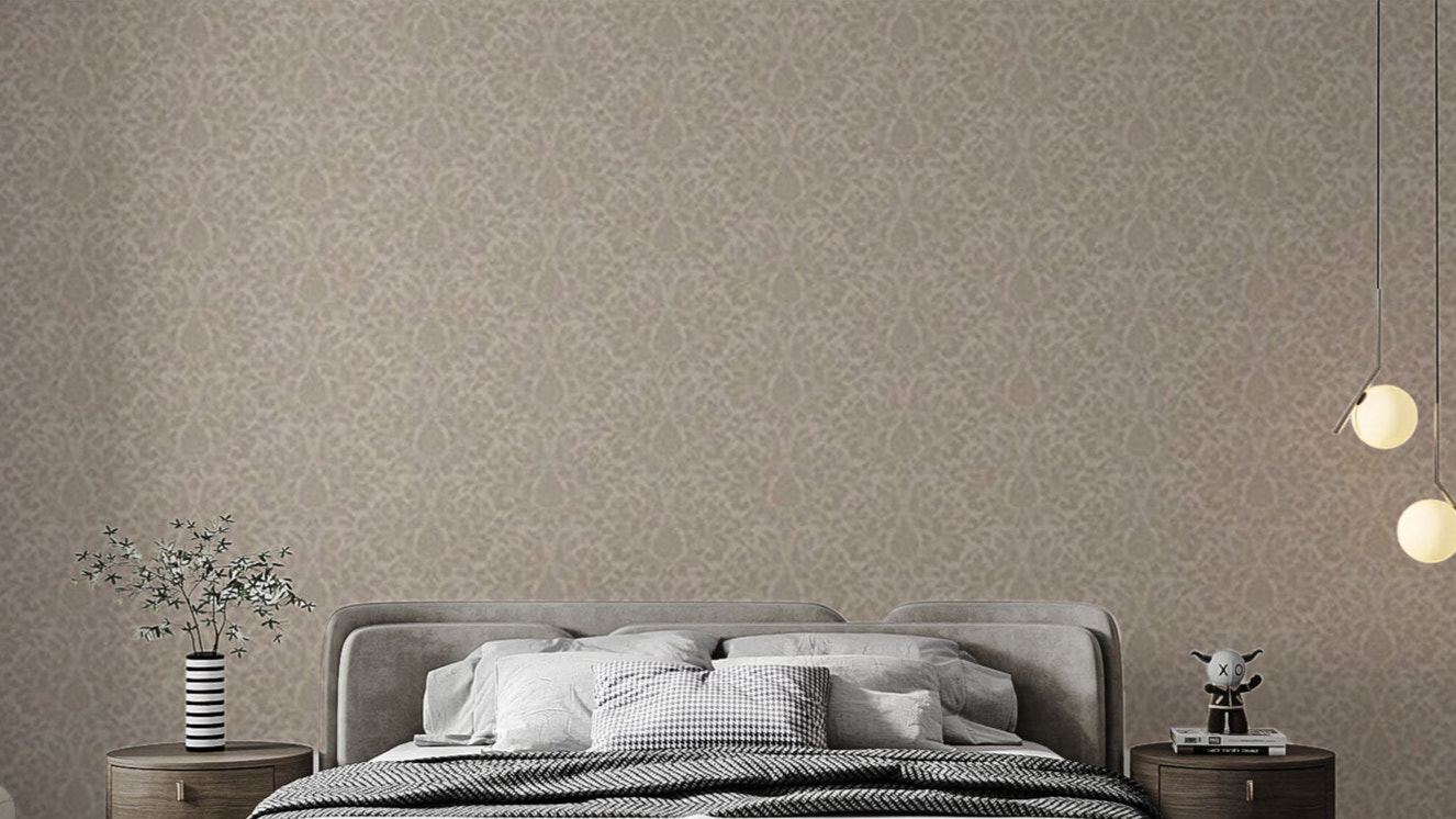 Beige Damask pattern Wallpaper Mural